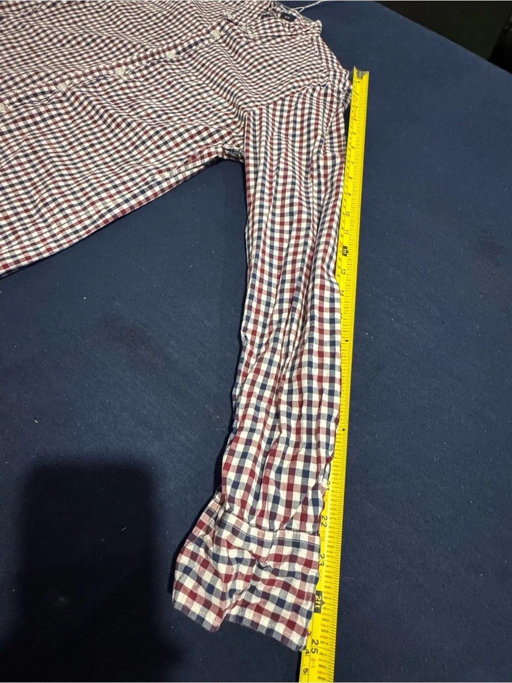 J. Crew Red, Navy & White Check Button-Down Shirt Flex Washed Men’s Large